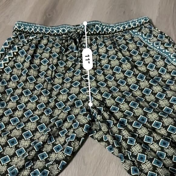 Anthropologie Geometric Print Tie Waist High Rise Jogger Pants in Green Motif S - Picture 14 of 15